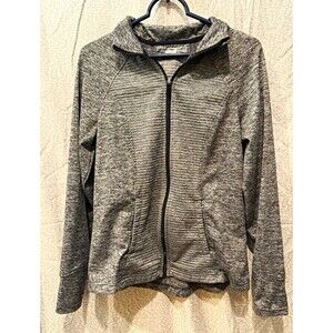 Avia Women's Heather grey Full Zip Hooded running Jacket size medium reflective